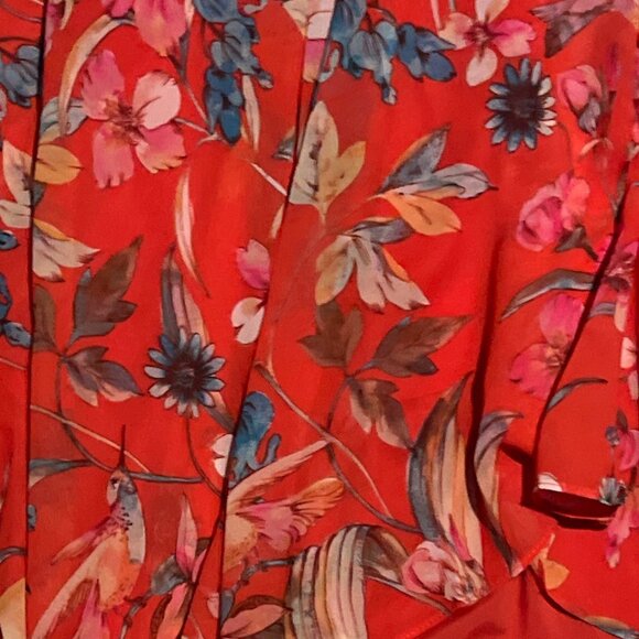 NWT Eliza J Size 20W Floral Surplice Neck Wrap Sleeveless High-Low Dress in Red - Picture 7 of 8